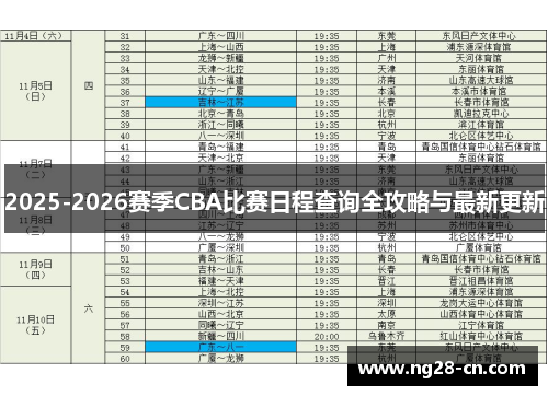 2025-2026赛季CBA比赛日程查询全攻略与最新更新