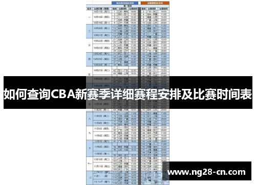 如何查询CBA新赛季详细赛程安排及比赛时间表